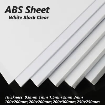 ABS Styrene Plastic Sheet Board White Black Clear Models Craft 0.5 1 1.5 2 3mm • £1.91