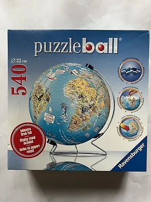 Ravensburger 3D Jigsaw Puzzle Ball Earth World Globe 540 Pcs With Stand 2007 • $14.99