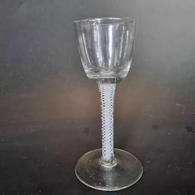 Antique 18th Century Wine Glass With Double Series Opaque Twist Stem 13.5cm High • £195