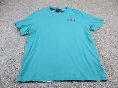 Nike Air Jordan Short Sleeve T Shirt XXL Teal Blue Cool Design Logo Mens GUC • $7.96