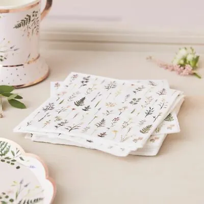 £5.36 • Buy Floral Botanical Cocktail Napkins | Wedding Birthday Afternoon Tea Party X16