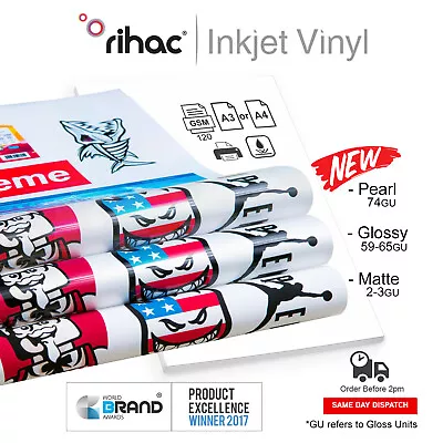 $13.20 • Buy Vinyl Inkjet Printable White Sticker FREE POST A4 And A3 Glossy Or Matte