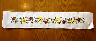 Nova Needlepoint Flowers Leaves Canvas 8X45 Hand Embroidered Madeira Portugal • $34.99