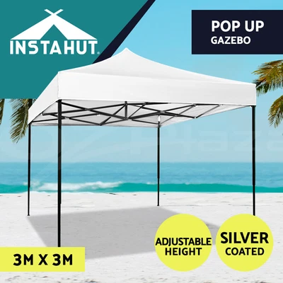 $98.96 • Buy Instahut Gazebo Pop Up Marquee 3x3 Outdoor Tent Folding Wedding Gazebos White