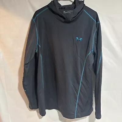Under Armour Fitted Cold Gear Hoodie 2XL Gray/Light Blue • $18.99