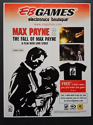 Max Payne 2 The Fall Of Max Payne Xbox PS2 PC EB Games Promo Ad Art Print Poster • $14.95