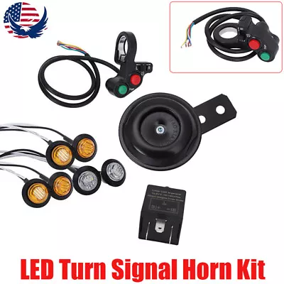 LED Turn Signal Handlebar Horn Kit For ATV Scooter Quad 4wheeler 4-way Flasher • $19.73