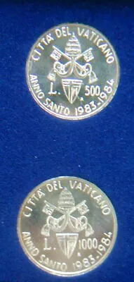 1983/84 Italy VATICAN Set Two Silver Coins Holy Year GIUBILEUM Official Folder • $29.99