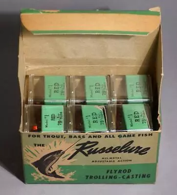 Vintage Russelure Dealer 6 Pack Of Fly Rod Lures Red New Old Stock New In Box • $95