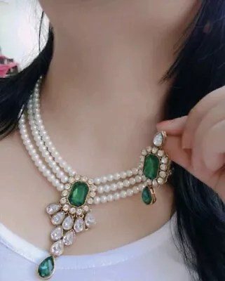 $11.39 • Buy Bollywood Pearl Gold Tone Bridal Indian Fashion Jewelry Necklace Earring Set