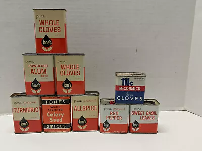 Lot Of 9 Vtg Metal Spice Tins - Tone's And McCormick • $44.95