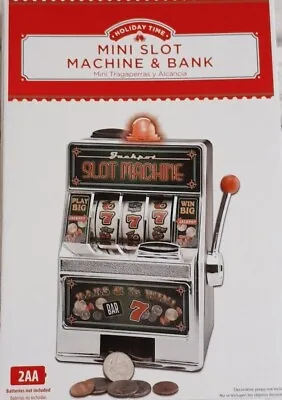 Mini Slot Machine & Bank  - Lights And Sounds Of Vegas! New In Box Great Gift! • $15