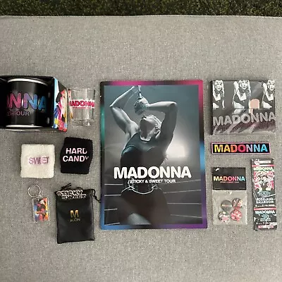 Madonna Sticky And Sweet Tour Bundle Program Mug Shot Glass Ring Keychain Button • $175