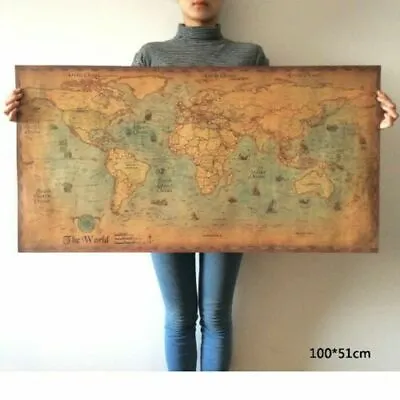 $3.27 • Buy World Map Poster With States And Country 100x51cm