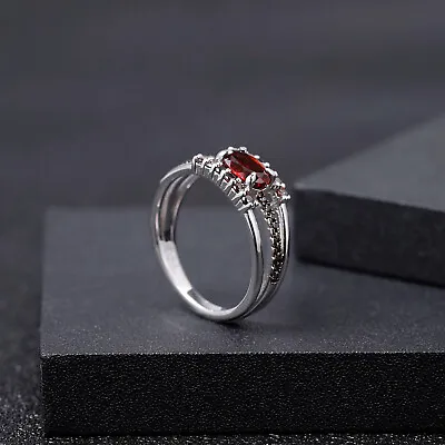 Natural Red Garnet Gemstone Solid 925 Sterling Silver Vintage Women Ring • $48.83