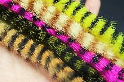 5 Colors Assorted Black Barred Rabbit Zonker Strips Straight Cut Bass Fly Tying • $7.29