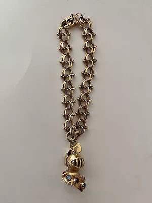 Vintage 14K Gold Beaded  Bracelet W/ Knight's Helmet Charm • $1200