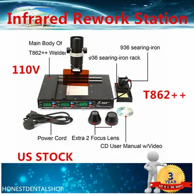 T862+++ BGA Rework Station SMD Infrared Welder Soldering Reballing Machine 110V • $198