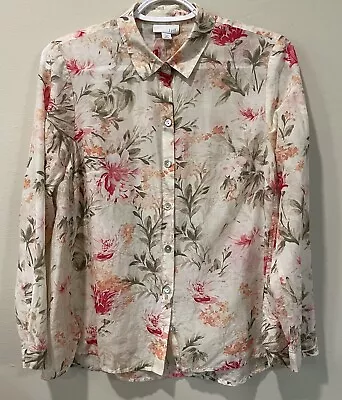 J. Jill Floral Button Down Long Sleeve Silk Blend Shirt Top Blouse. XS Petite • $18