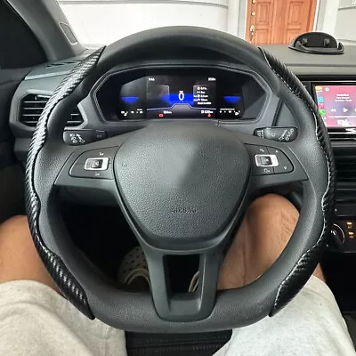 Carbon Fiber Leather Steering Wheel Cover Anti Slip Accessories For VW Jetta GLI • $15.11