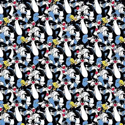 $4.19 • Buy Blue Looney Tunes Sylvester And Tweety 44  Fabric By Camelot, 23600168-2, Cotton