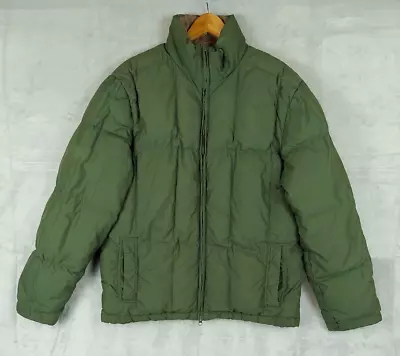 Eddie Bauer Jacket Mens Large Tall Green Down Puffer Full Zip Outdoor Hiking • $39.99