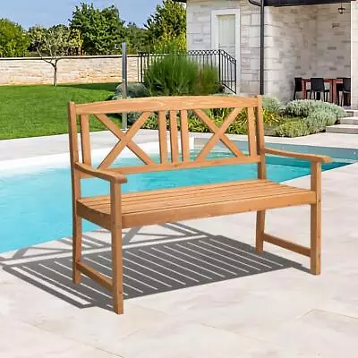 Patio Outdoor Wood Bench Folding Chair Park Garden Deck Furniture Burlywood • $86.99