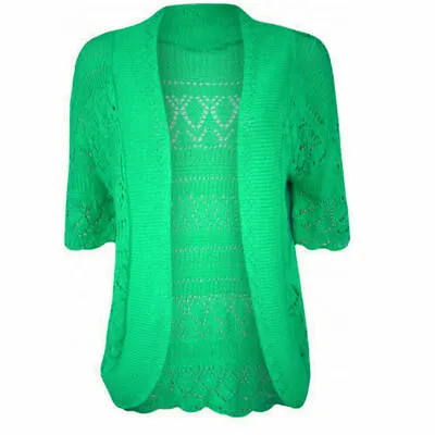 New PLUS Size Ladies Crochet Knitted Bolero Shrug Open Front Cardigan Top 16-24 • £8.49