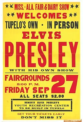 Elvis Presley Reproduction 4  X 6  Mini Concert Poster Free Top Loader   • $4.99