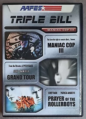 Maniac Cop III / Grand Tour / Prayer Of The Rollerboys USED DVD (LIQUID DAMAGE) • $31