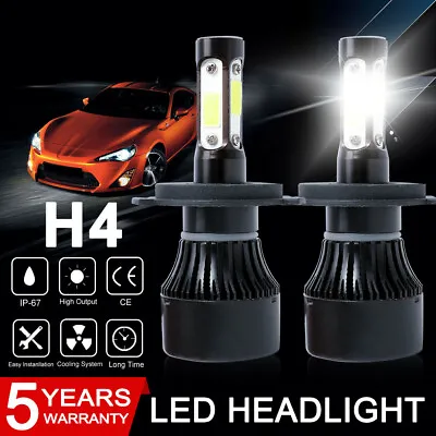 Pair 4-sides H4 HB2 9003 LED Headlight Kit 2000W 6000K 380000LM Hi/lo Beam Bulbs • $11.98