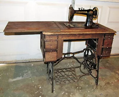 Antique Minnesota H Treadle Sewing Machine W/Cabinet Treadle Works Local Pickup • $75