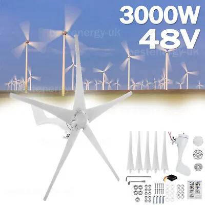 3000W Max Power Wind Turbine Generator Kit W/ Charge Controller DC 48V Windmill • $249.12