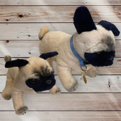 2 My Twinn Poseable Pets Pug Fawn Puppy Dogs Lifelike Stuffed Plush 9  And 13  • $33.95