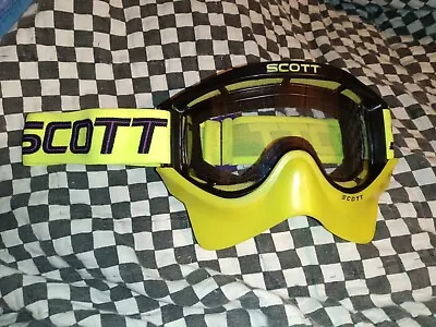 Vintage SCOTT 89 Black/ Hi Vis Yellow Goggles/mask Guard Motocross Helmet  • $179