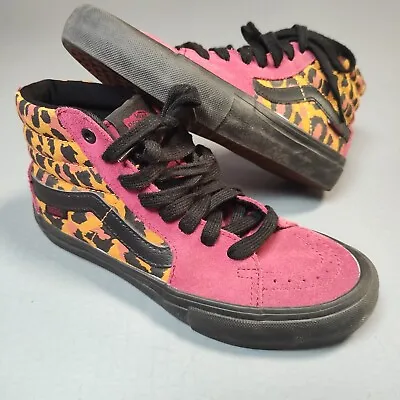 Vans Sk8-Hi Pro Punk Beet Red Black Leopard Print Skate Shoes Men's Size 6 • $34