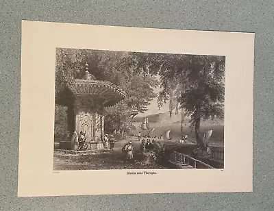 W. H. Bartlett Istenia Near Therapia B&W 9 X 14  Print 1860 Turkey Landscape • $14.99