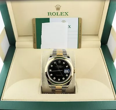2018 Rolex Datejust 126303 Black Diamond Dial TT Oyster With Papers 41mm • $14000