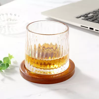 275ml Crystal Whisky Glasses Rotatabe Scotch Rum Drinking Tumbler Bar Gift Set • £8.99