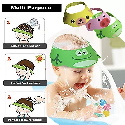 SHOWER CAP FOR KIDS | Shampoo Eye Shield For Baby Bath Hair Hat Cap Visor Guard  • £3.49