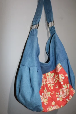 $14.41 • Buy Handmade Vintage Chambray Multi Fabric Shoulder Bag NEW