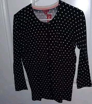 Womens Cardigan Sweater Merona Size Medium Polka Dot Pattern Black And White NEW • $15.99