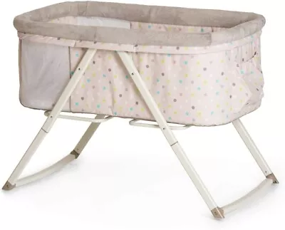 New Hauck Dreamer Rocking Crib Cot Bed Travel Cot  0 To 6 M - Multi Dots Sand • £59.99