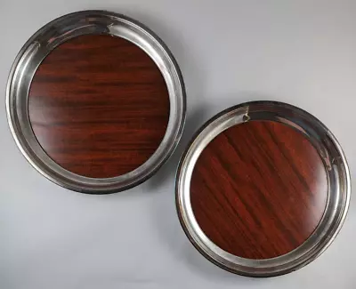 Vintage F.b. Rogers Silver Company Round Silverplate & Formica Cocktail Trays 2 • $40