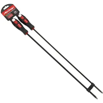 Neilsen 2pc PH2 & Flat Head Extra Long Screwdriver Set 450mm With Magnetic Tip • £8.59