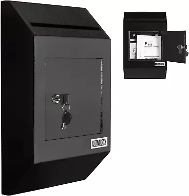 Heavy Duty Wall Mount Locking Deposit Drop Box Safe W300 (Black) For Re • $96.86