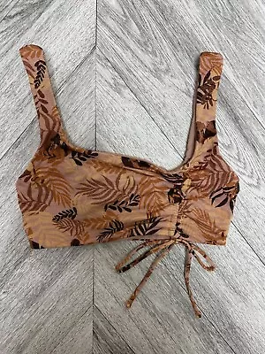 L Space Womens Brown Floral Wilder Adjustable Metallic Swim Beach Bikini Top S • $21.71