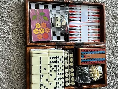 Travel Games Padded Case Checkers Chess Cribbage Backgammon Dominoes Cards • $26.95