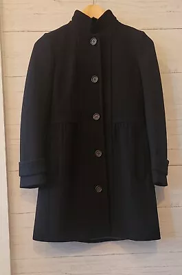 J.Crew Black Lady Day Coat Italian Double Cloth Wool Women Sz 2 Petite Excellent • $125