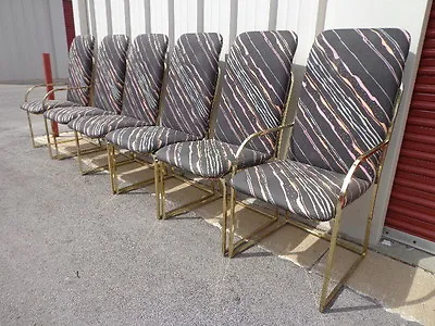 6 Chairs Milo Baughman DIA Brass Metal Mid Century Modern MCM Hollywood Regency  • $2699